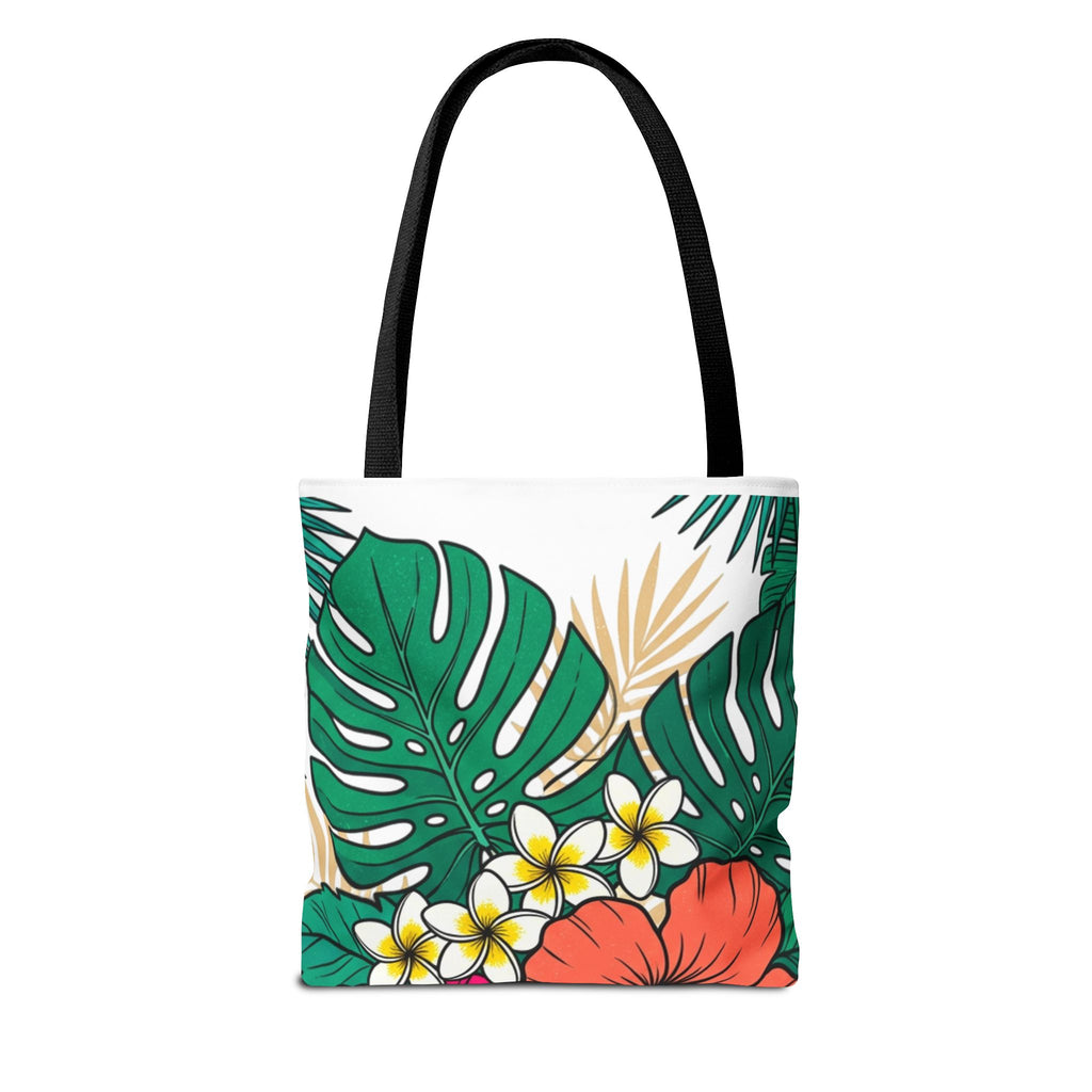 Tropical Floral Tote Bag — Hawaiian Hibiscus & Monstera Beach Tote