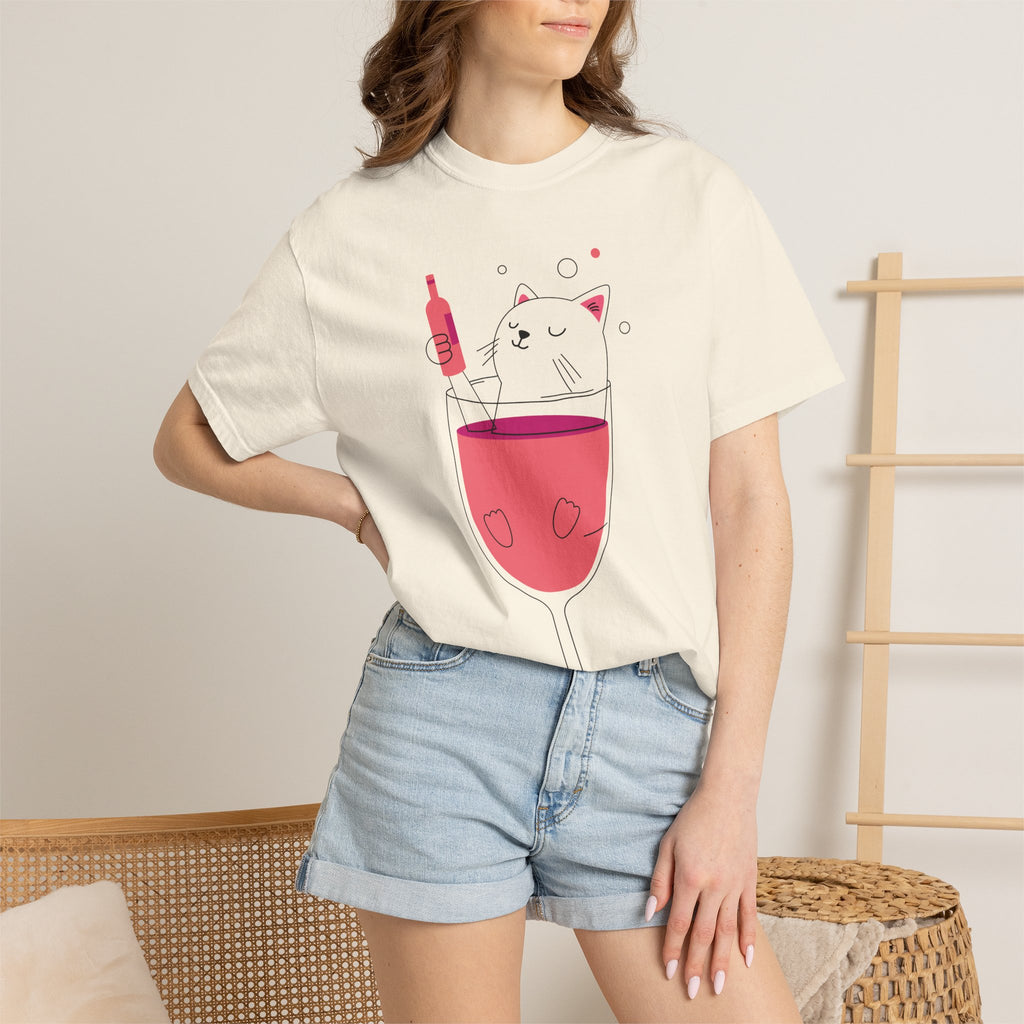 Cat in Wine Glass T-Shirt — Cute Wine Lover Graphic Tee