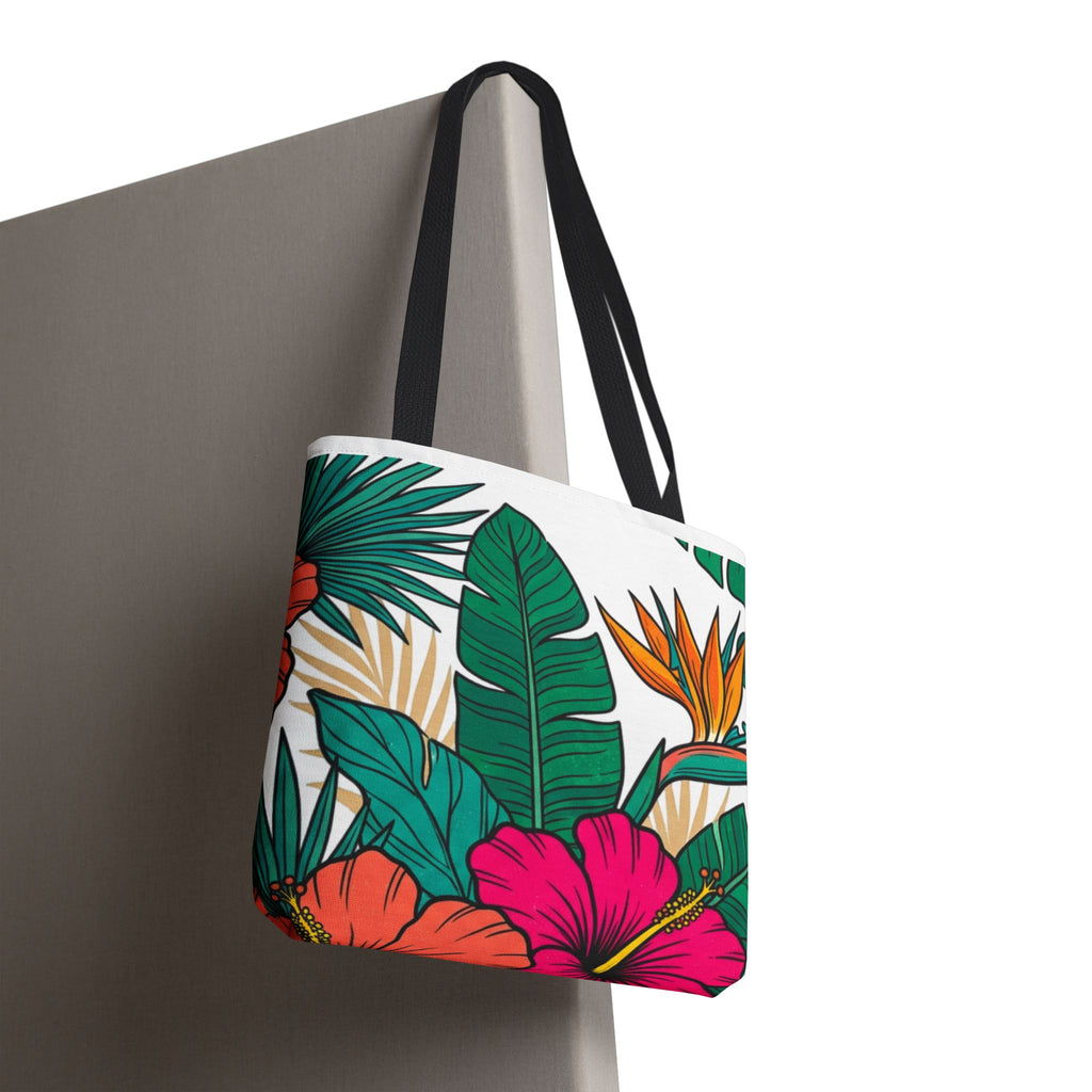 Tropical Floral Tote Bag — Hawaiian Hibiscus & Monstera Beach Tote