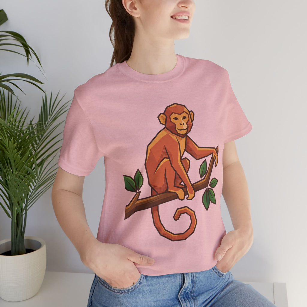Monkey On Branch T-Shirt — Cute Cartoon Primate Tee for Animal Lovers