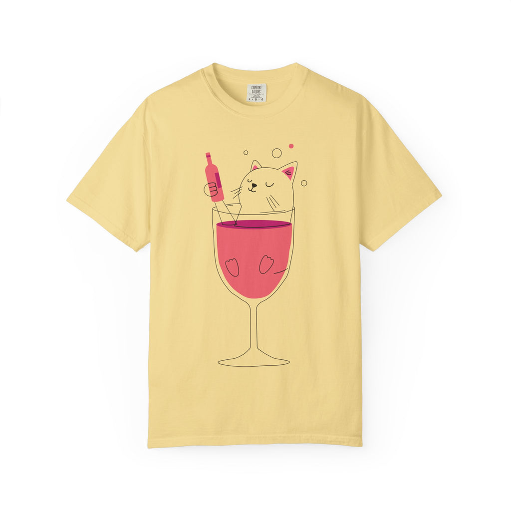 Cat in Wine Glass T-Shirt — Cute Wine Lover Graphic Tee