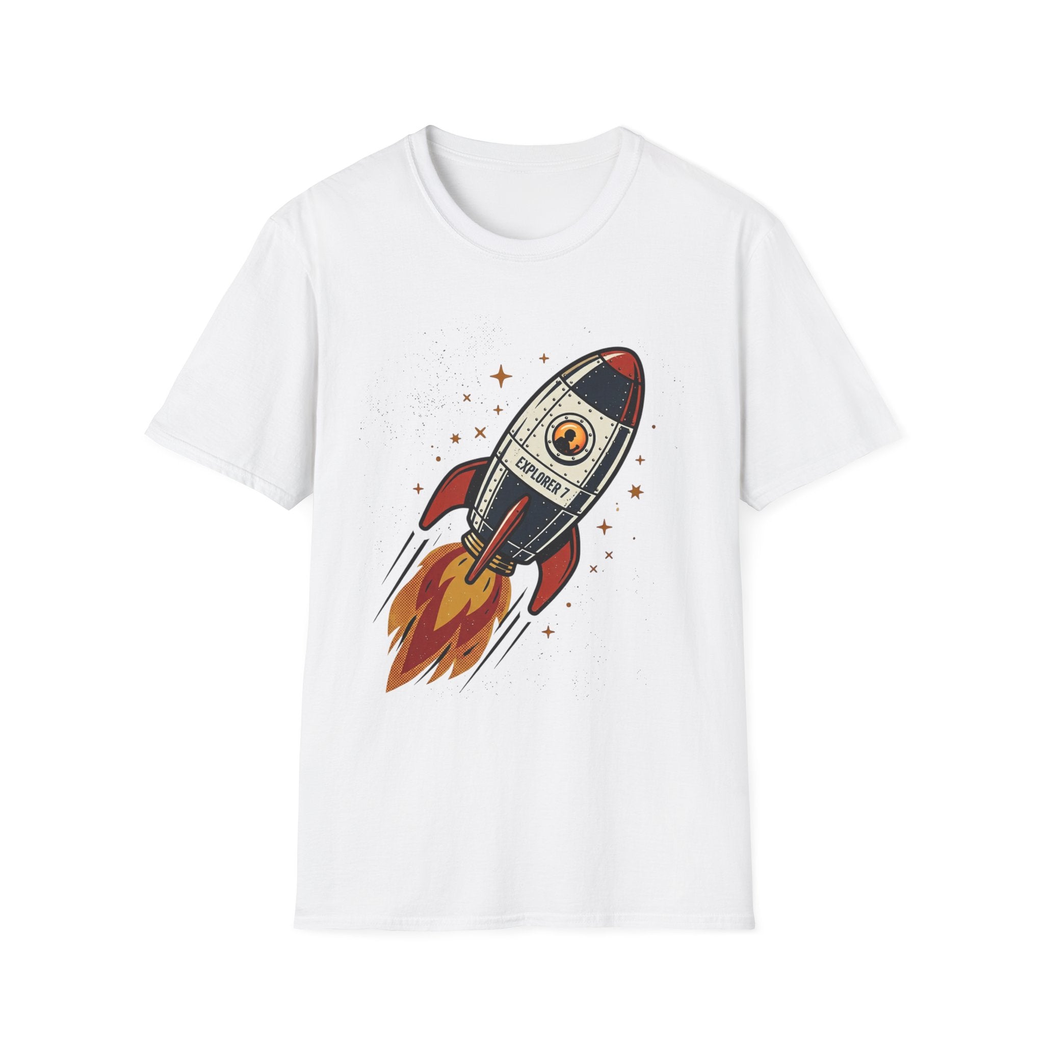 Retro Rocket Ship T-Shirt | Vintage Space Illustration, Launch Graphic