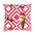 Cherry Ice Cream Cone Outdoor Pillow – Pink Geometric Summer Patio Cushion