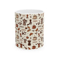 Coffee Pattern Mug — Espresso, Croissant & Roasted Beans Ceramic Coffee Cup (11oz/15oz)