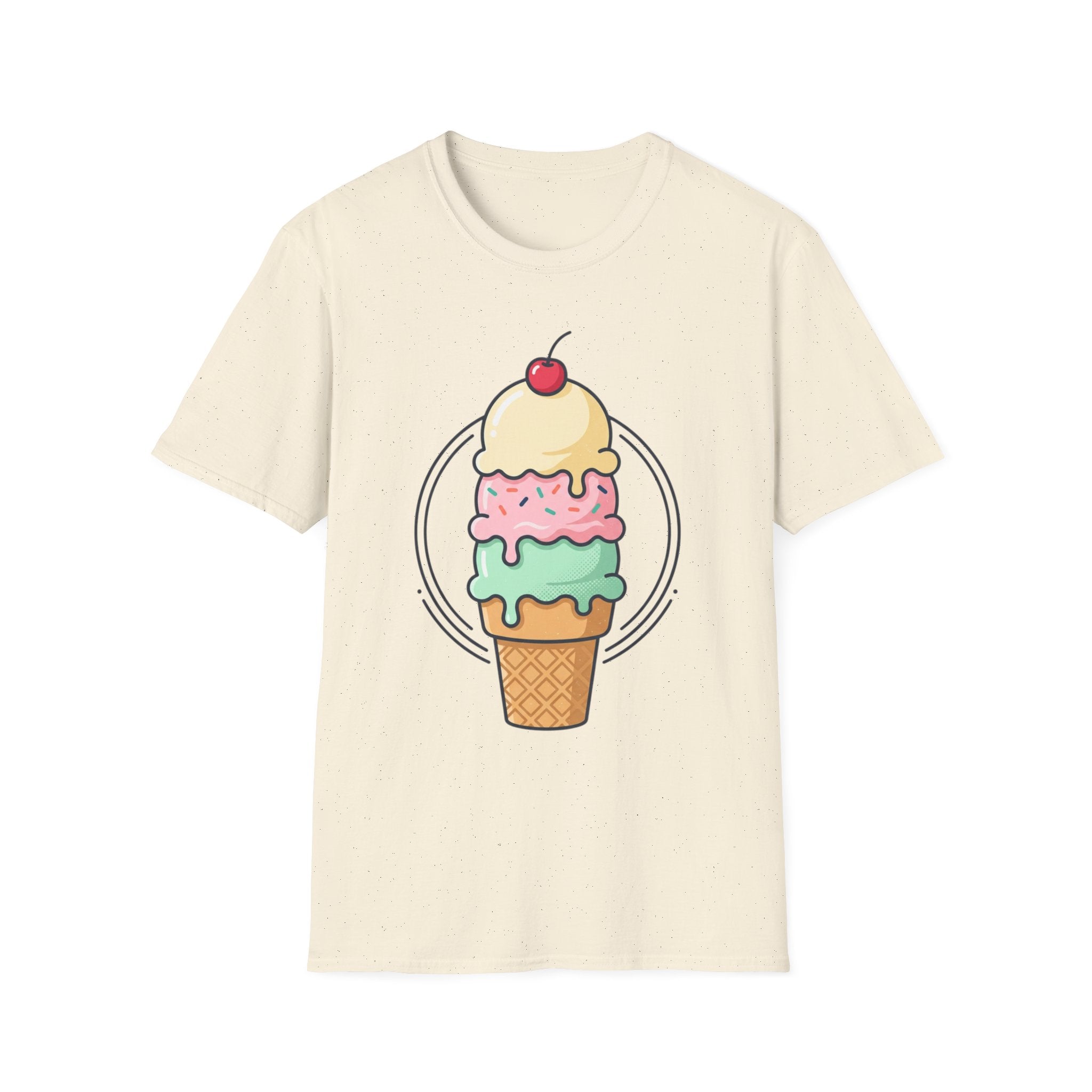 Triple Scoop Ice Cream Cone T-Shirt | Cute Pastel Dessert Graphic