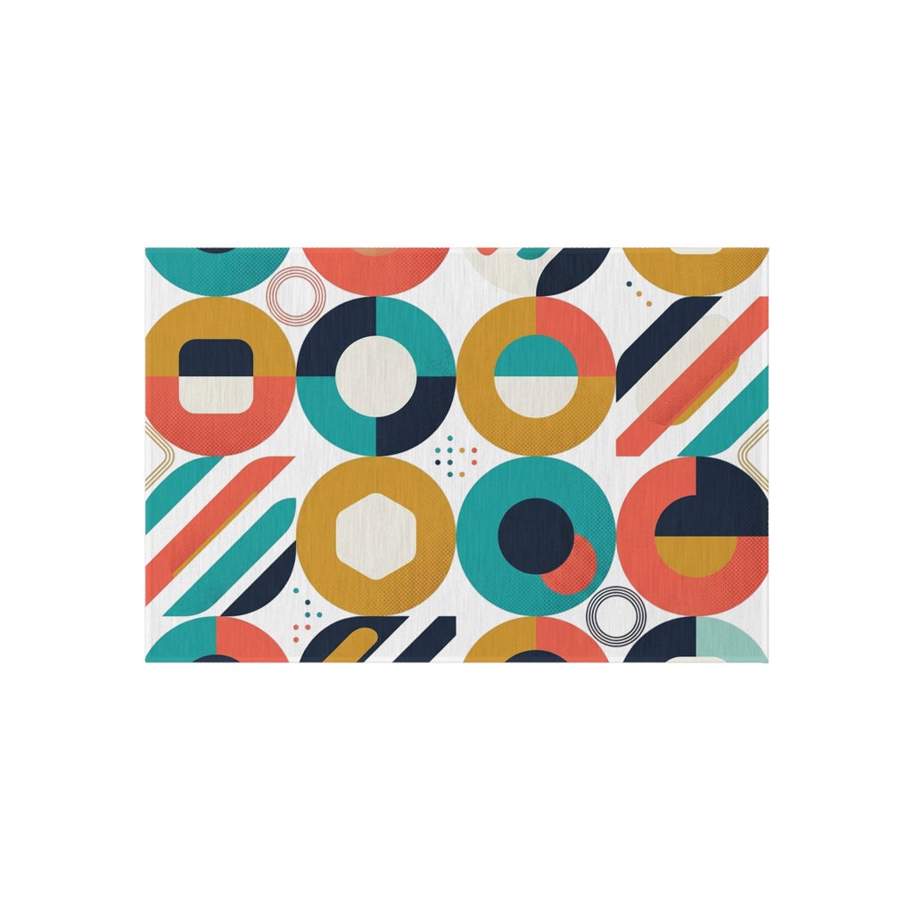 Outdoor Rug - Retro Geometric Colorful Patio Mat