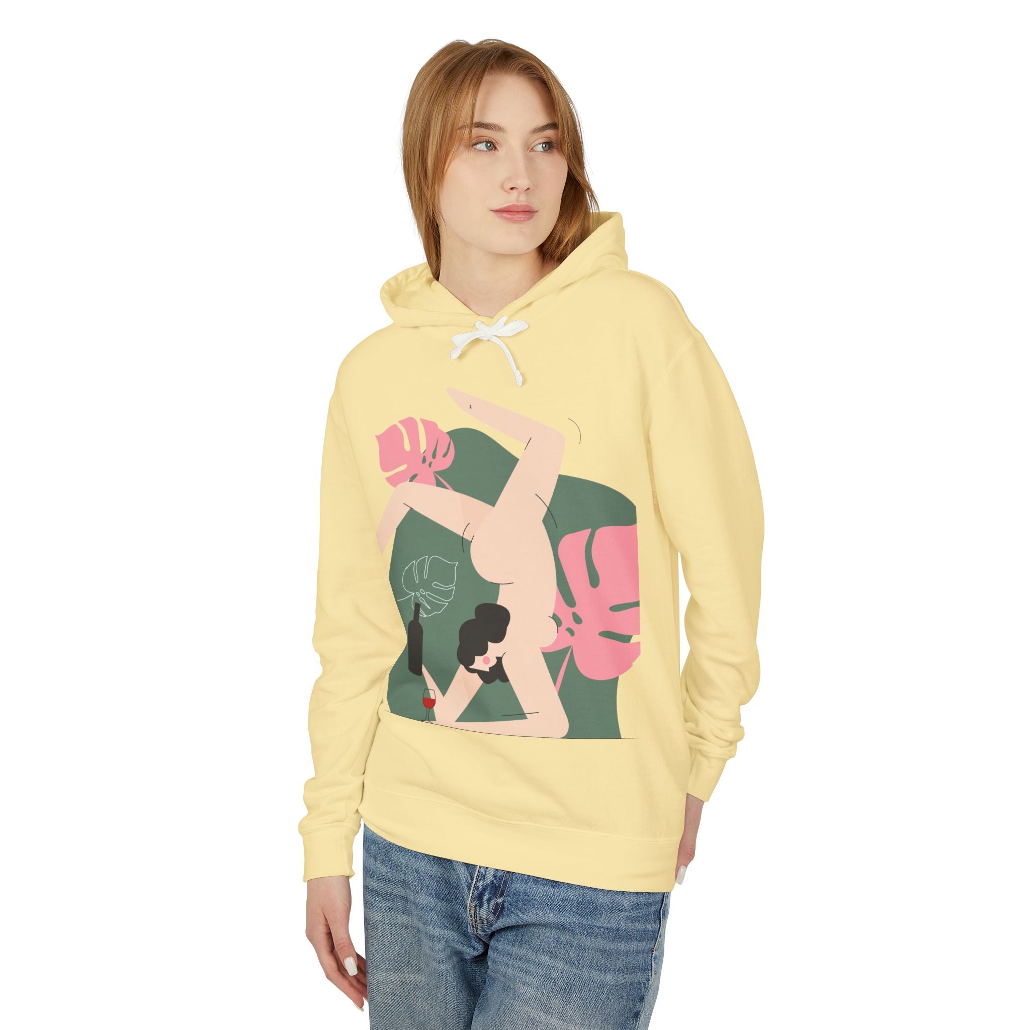 Botanical Yoga Hoodie — Minimal Plant Pose Graphic Sweatshirt