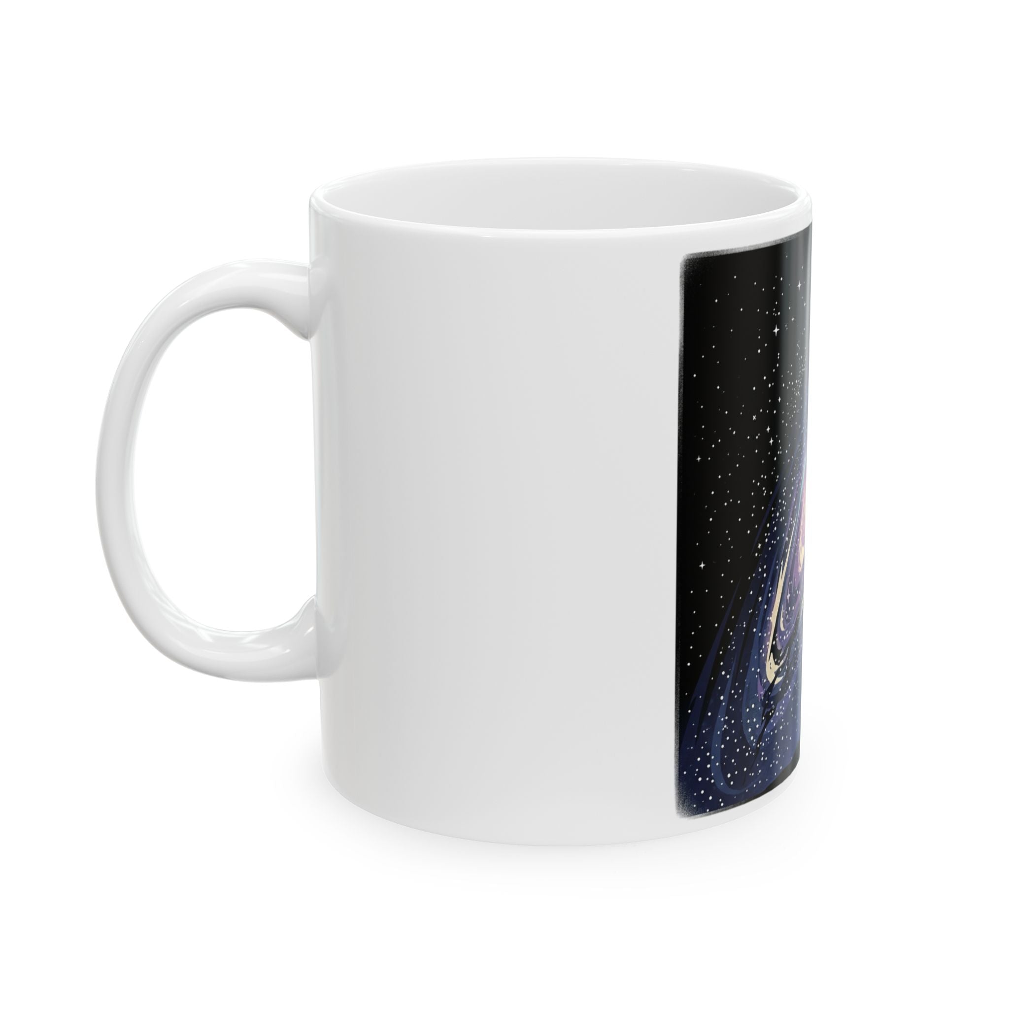 Astral Voyage crescent moon celestial design Mug | Ceramic coffee tea cup
