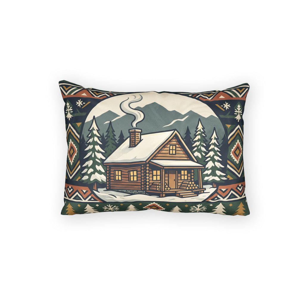 Cabin Winter Pillow Sham — Rustic Snowy Cabin Decorative Throw Cover
