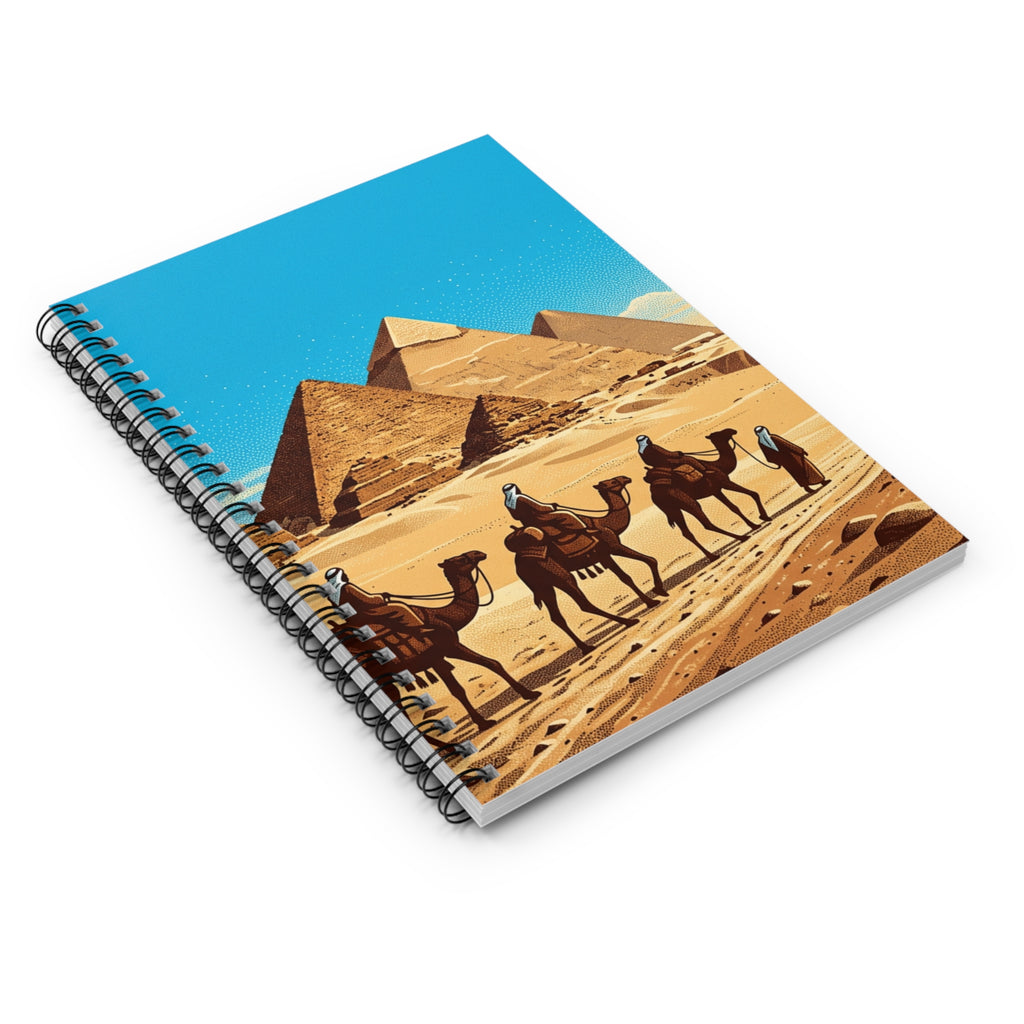 Egyptian Pyramids Spiral Notebook — Camel Caravan Ruled Journal
