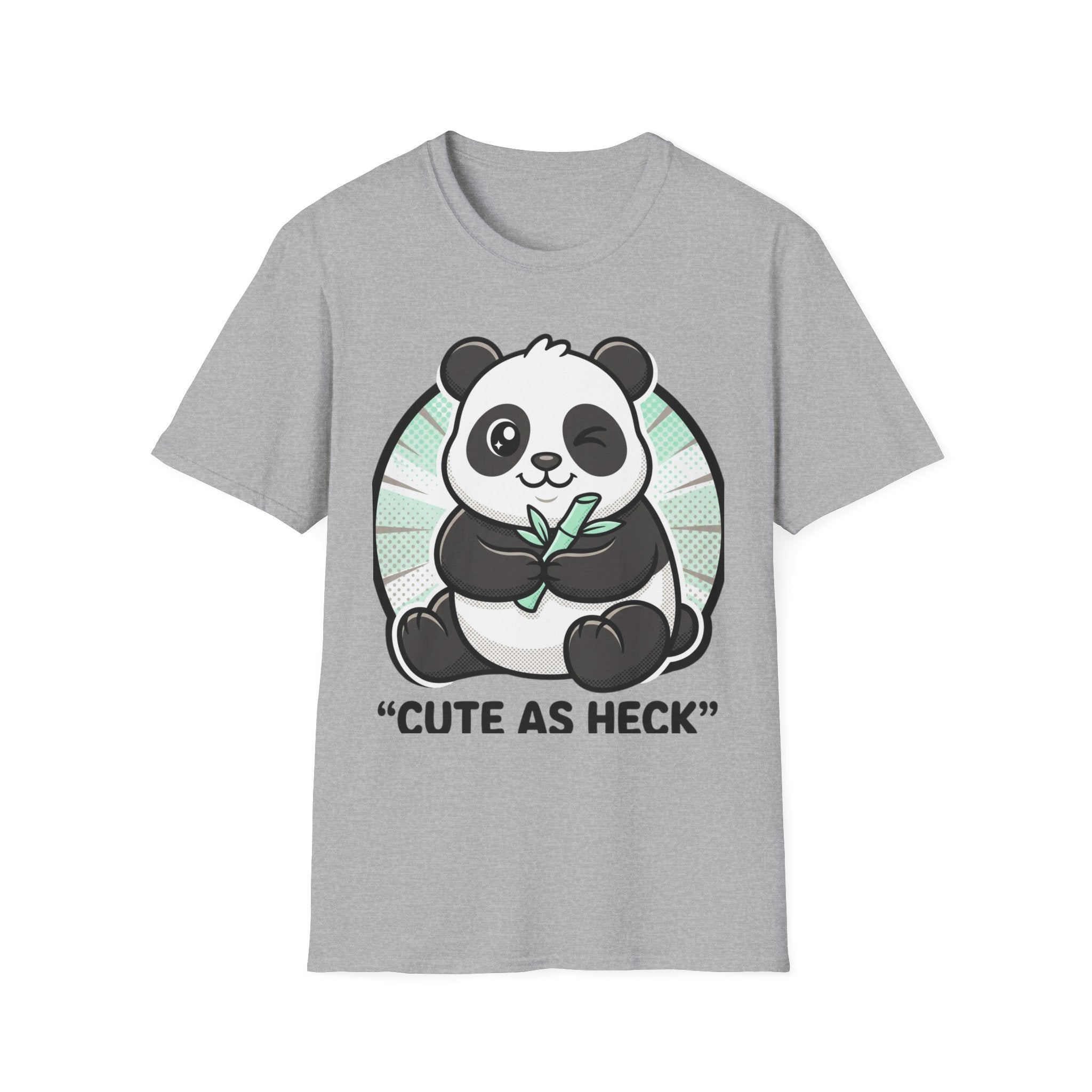 Cute As Heck Panda T-Shirt | Cartoon Panda Holding Bamboo, Cute Animal Tee
