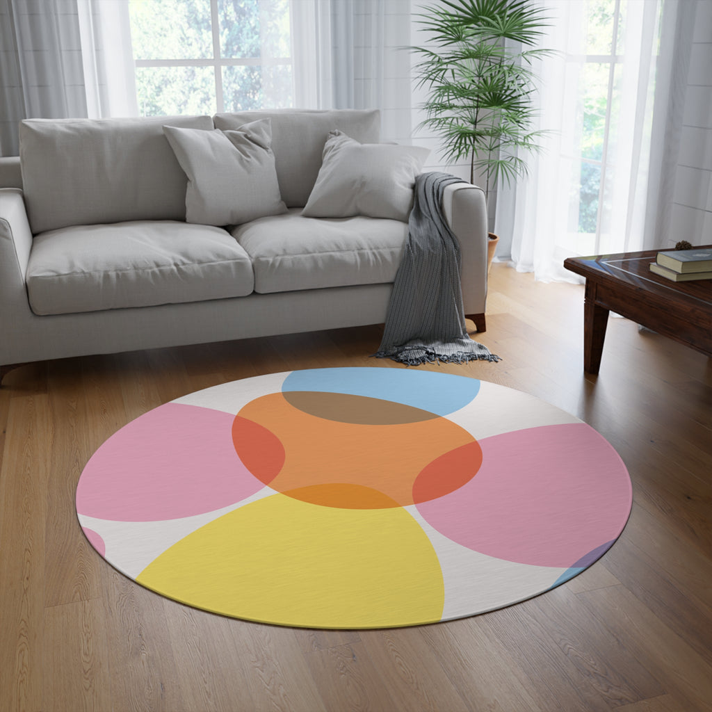 Round Rug — Pastel Overlap Abstract Circle Area Rug