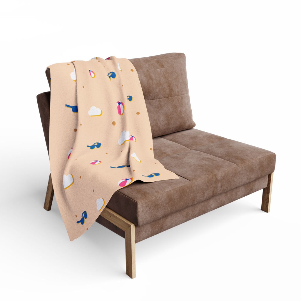Beach Ball & Sunglasses Fleece Blanket — Summer Beach Pattern Throw