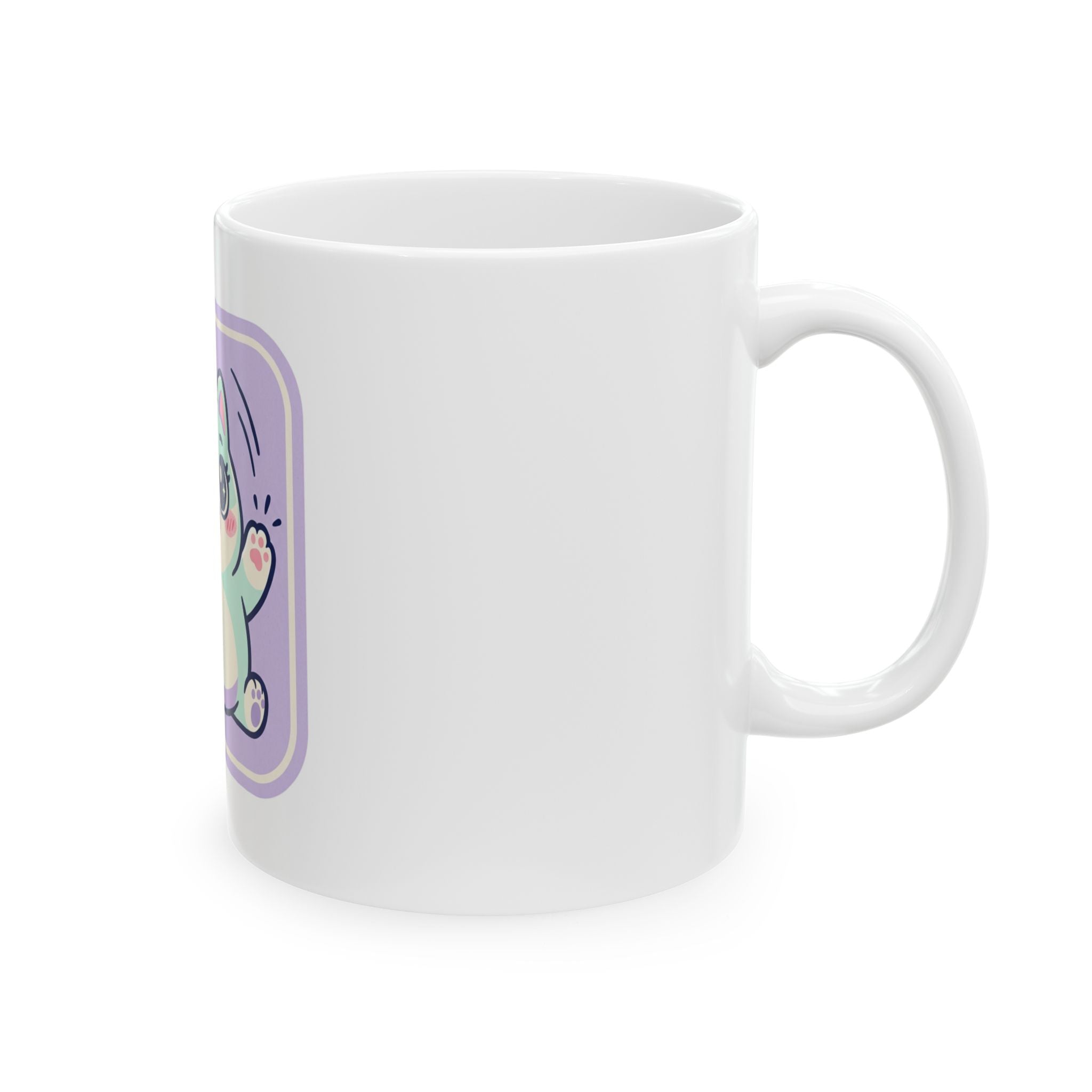 Kawaii Waving Cat mug | Cute Pastel Cat Illustration, Ceramic Coffee Mug