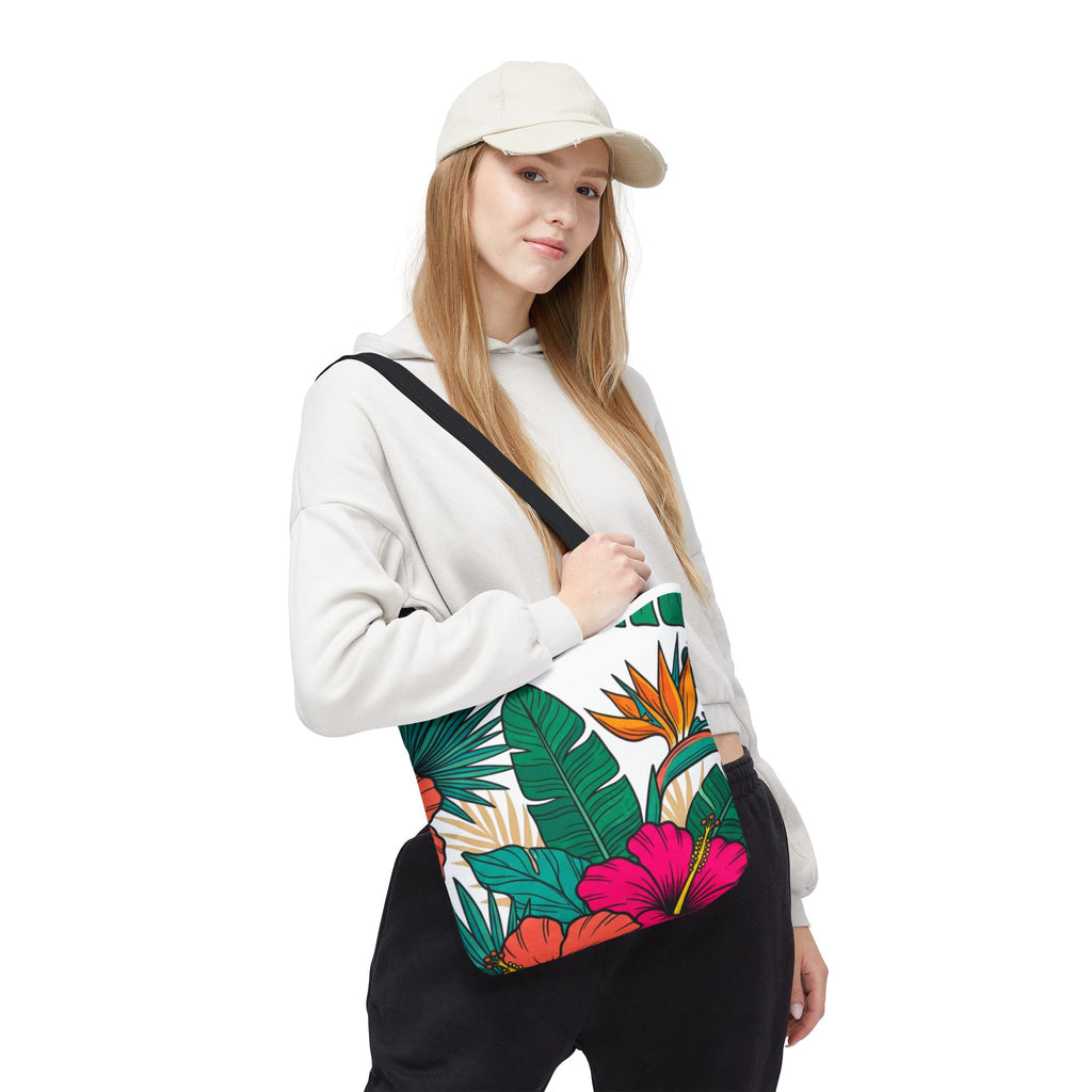 Tropical Floral Tote Bag — Hawaiian Hibiscus & Monstera Beach Tote