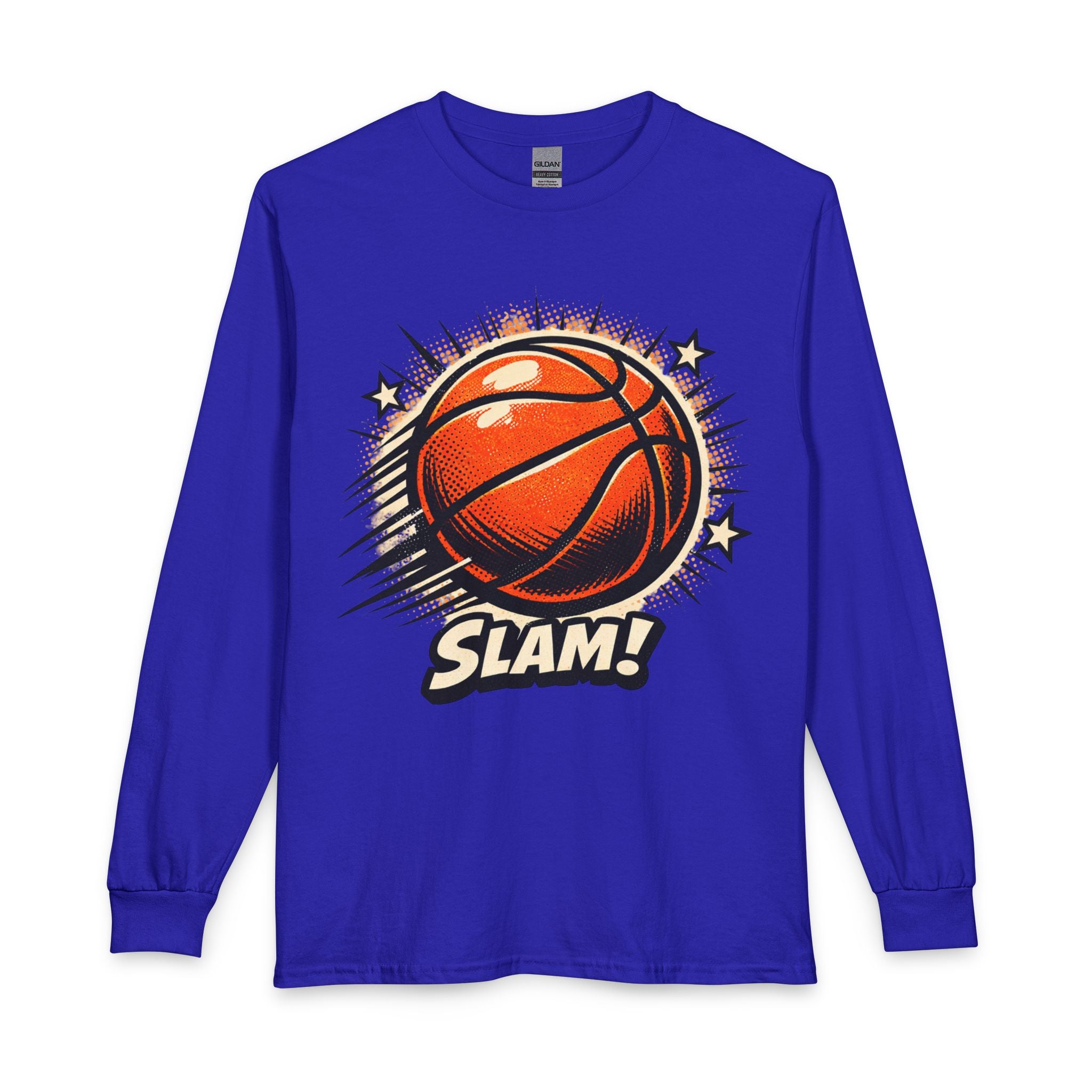 Slam Basketball Graphic Long Sleeve Tee | Retro Sports Hoop Design
