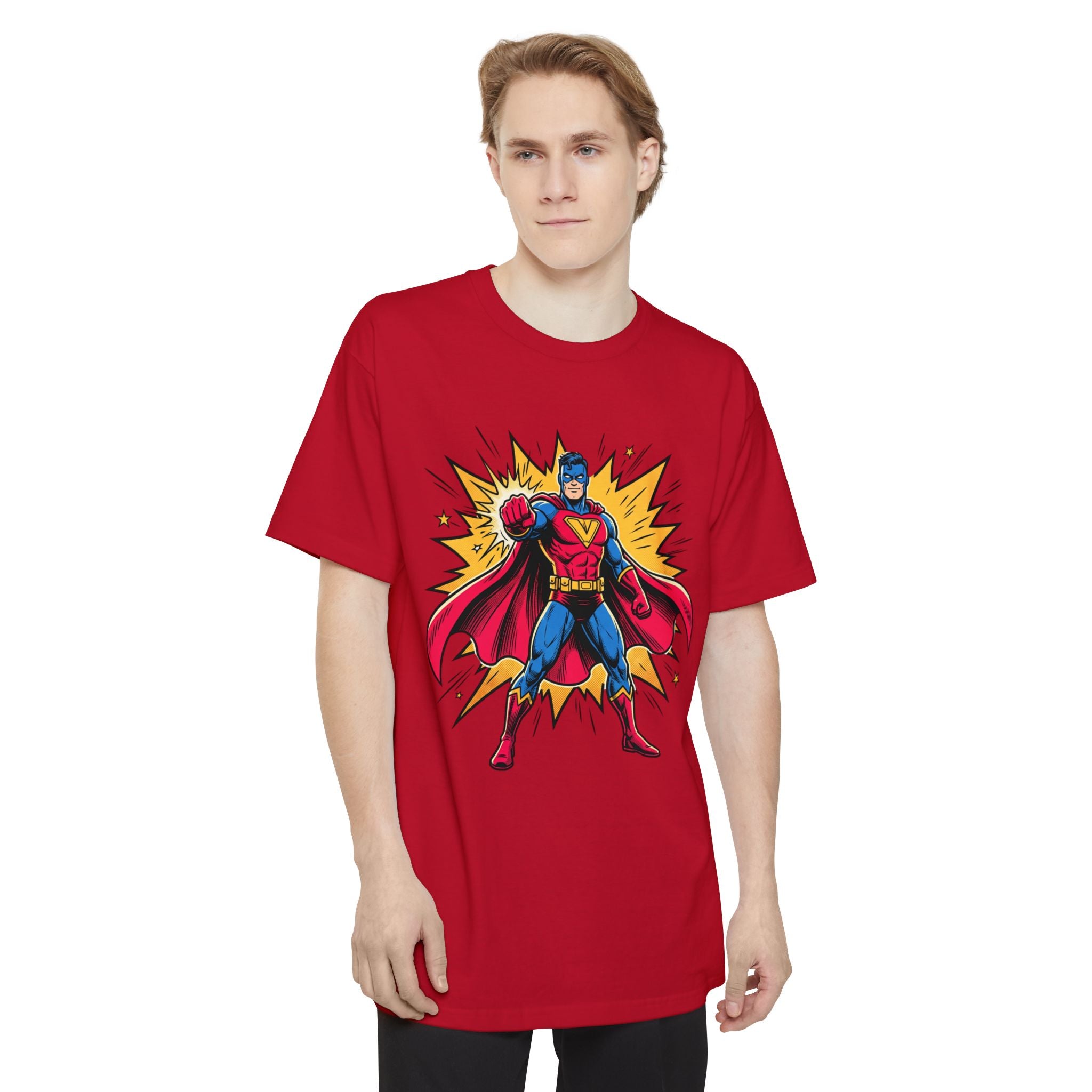 Superhero Graphic T-Shirt — Retro Comic Hero Design