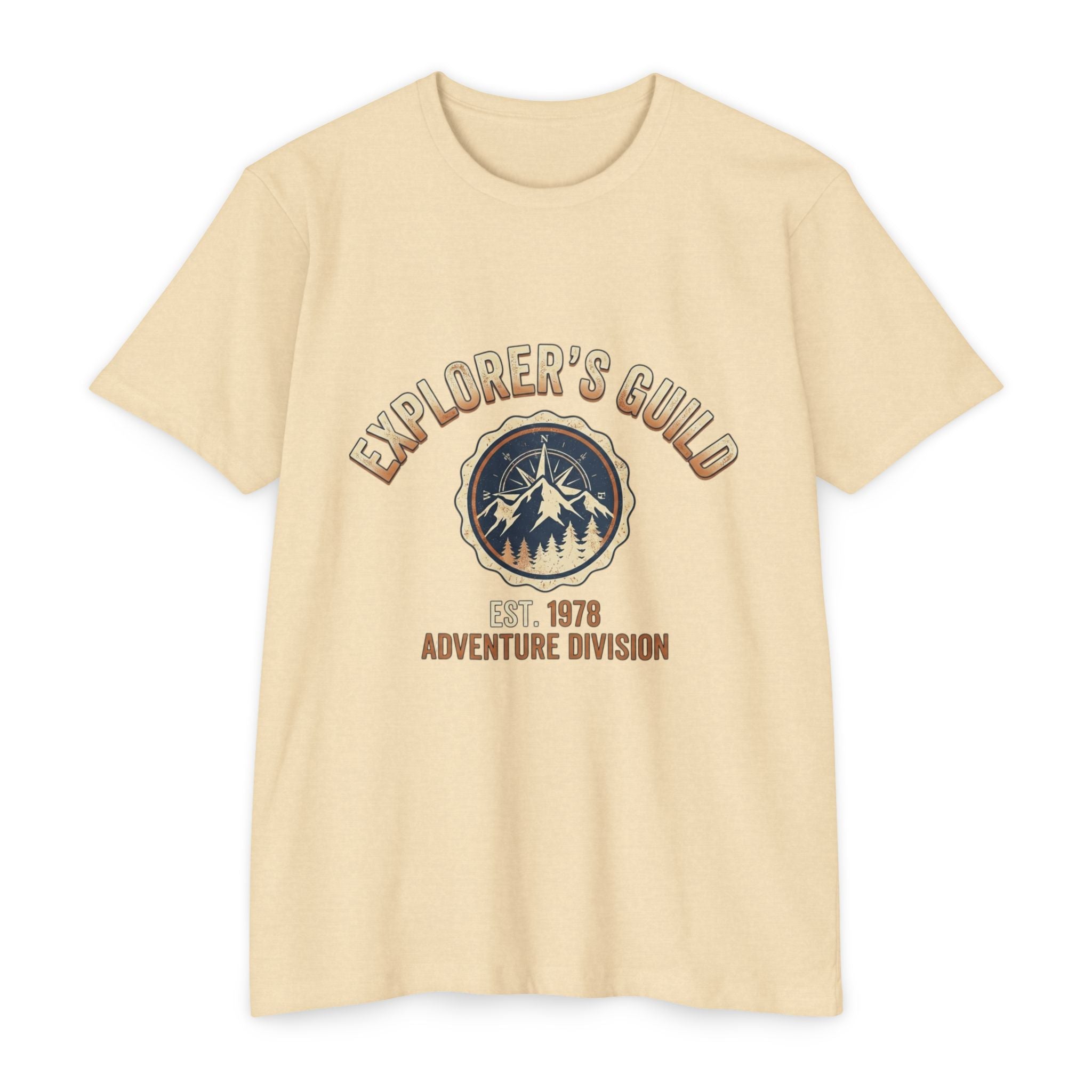 Explorer's Guild Adventure T-Shirt — Vintage Mountain Compass Tee (Est. 1978)