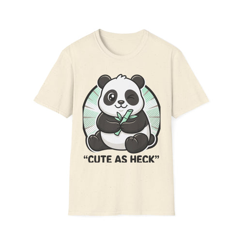 Cute As Heck Panda T-Shirt | Cartoon Panda Holding Bamboo, Cute Animal Tee