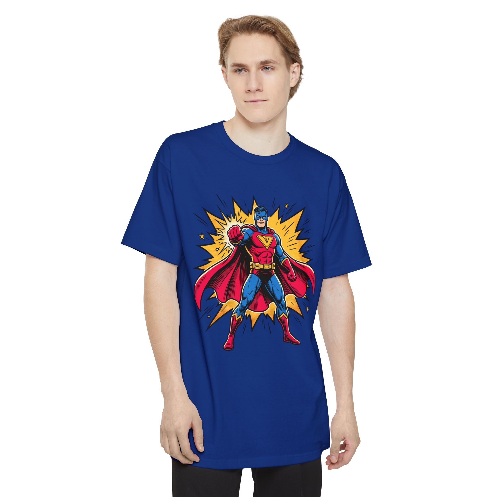 Superhero Graphic T-Shirt — Retro Comic Hero Design
