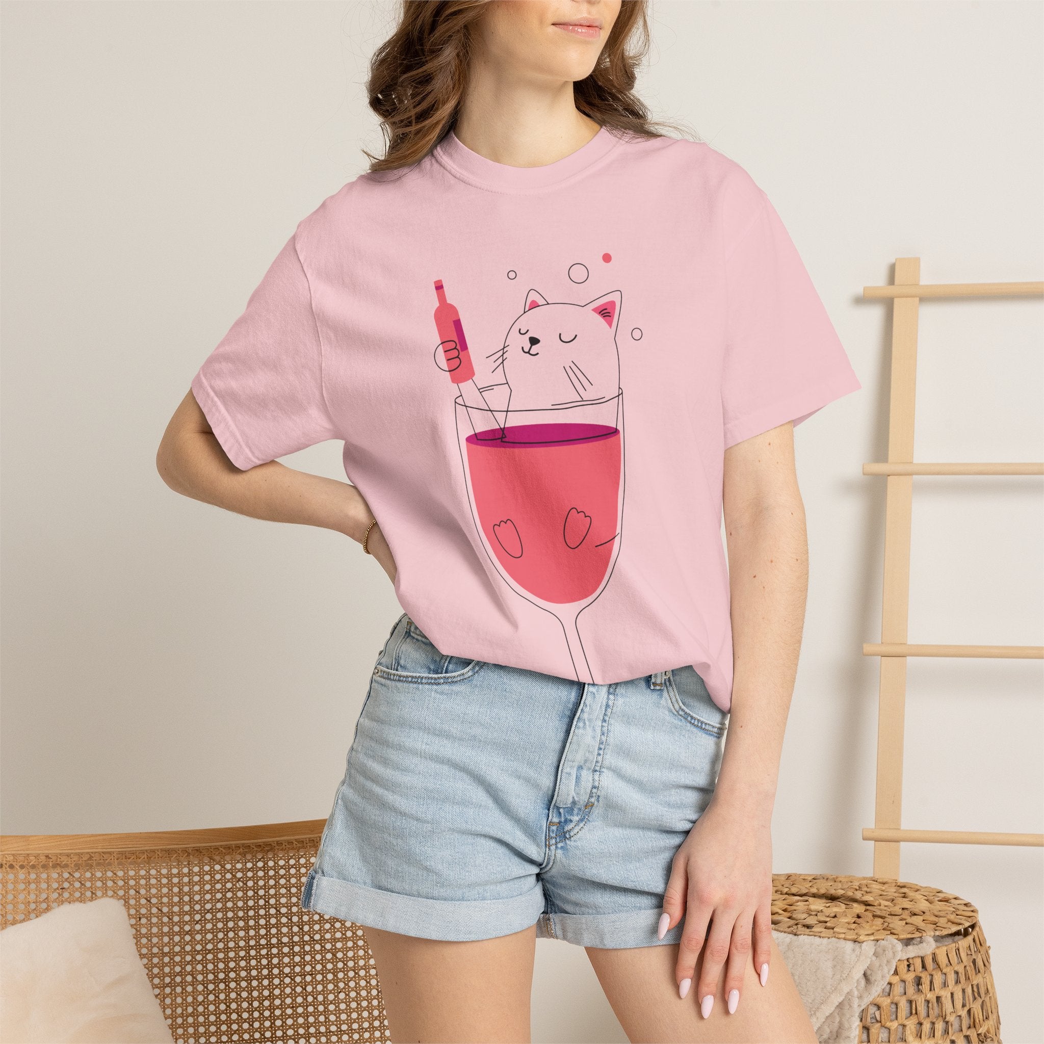 Cat in Wine Glass T-Shirt — Cute Wine Lover Graphic Tee