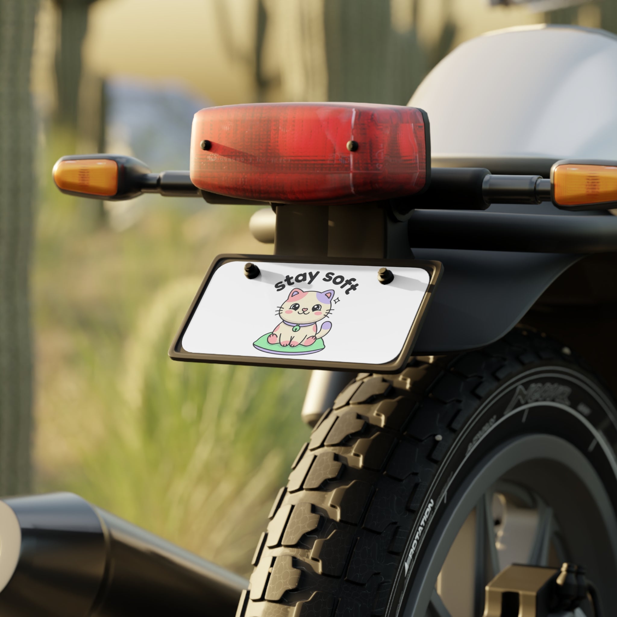 Stay Soft Cute Cat mini license plate | Kawaii pastel cat décor