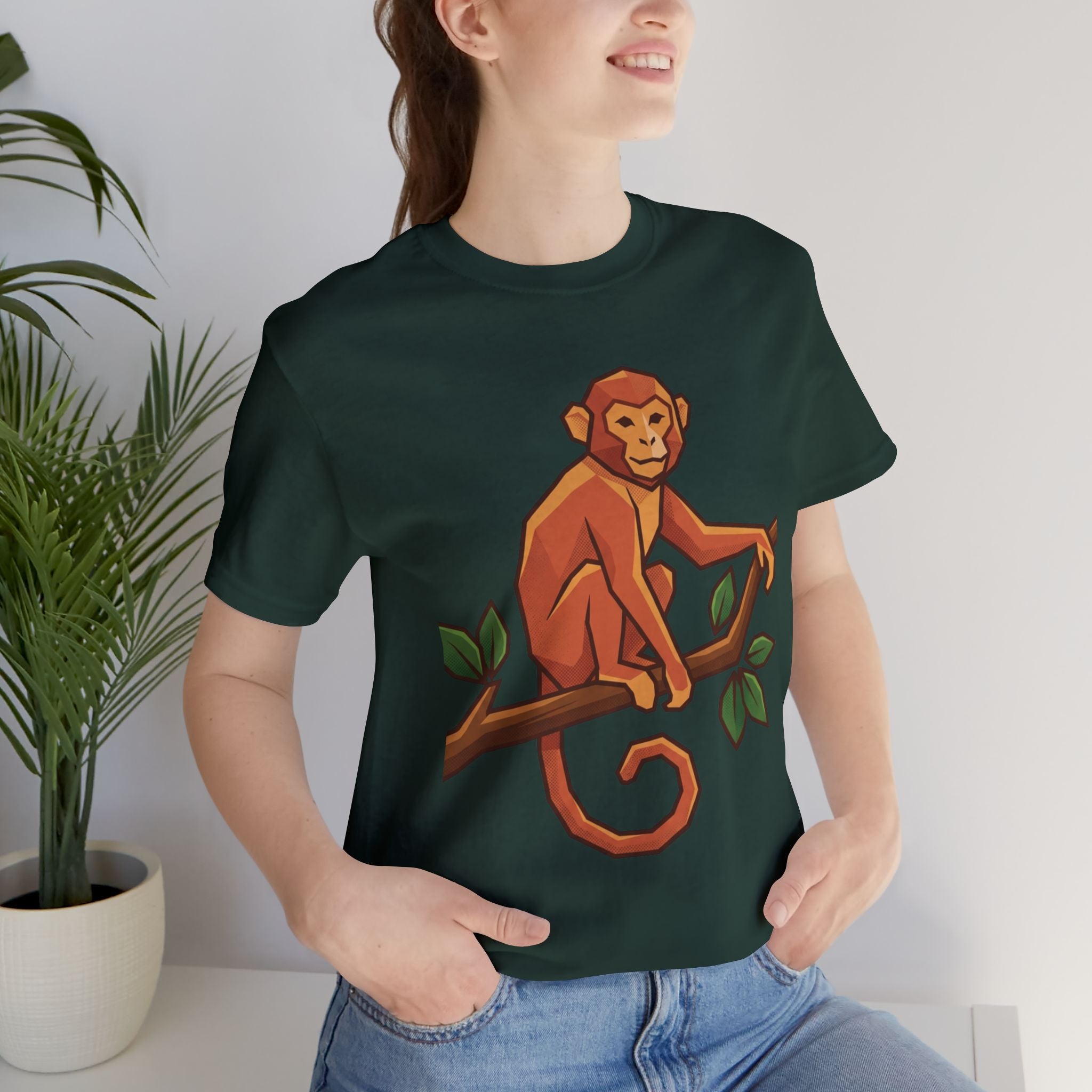 Monkey On Branch T-Shirt — Cute Cartoon Primate Tee for Animal Lovers