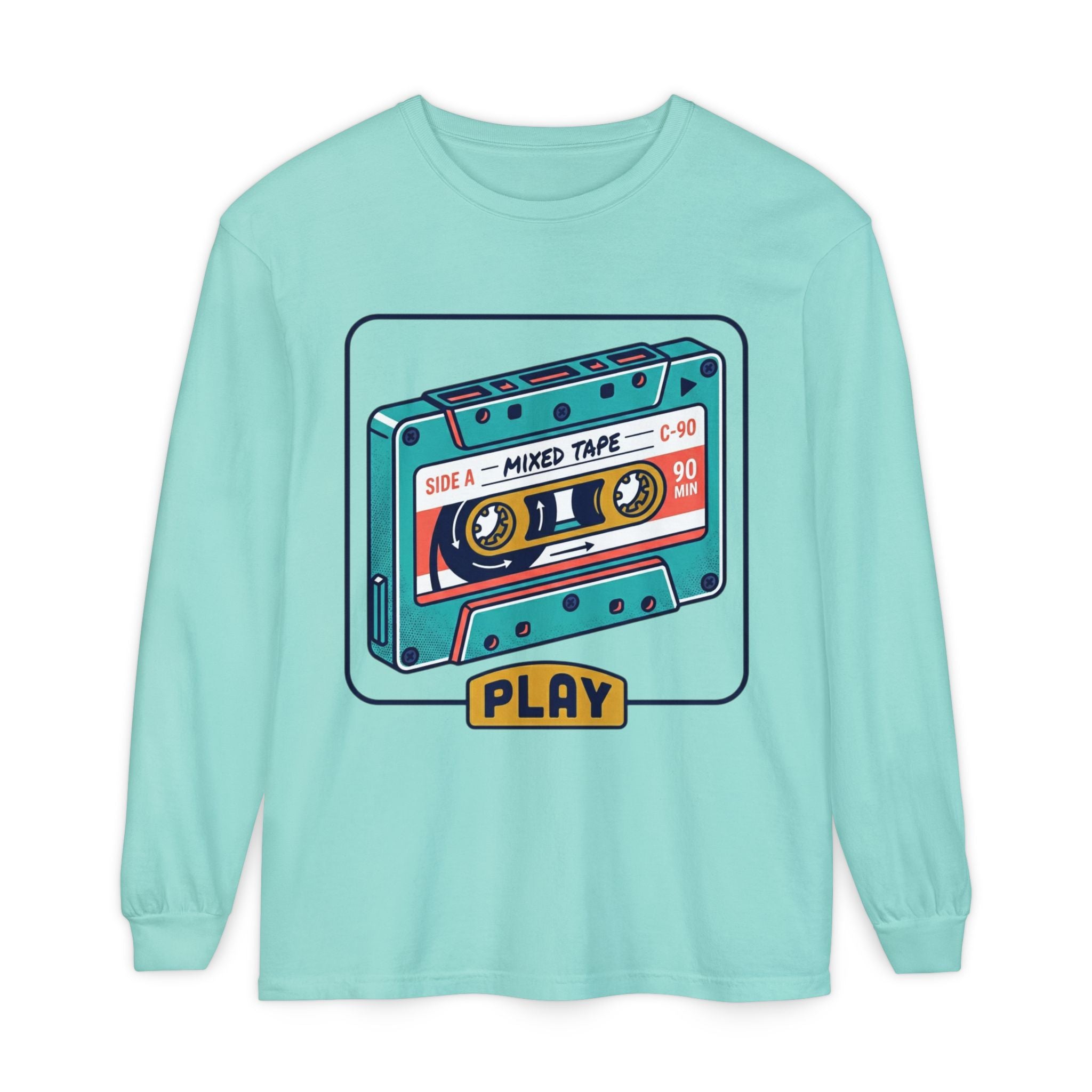 Retro Cassette 'Play' Long Sleeve T‑Shirt