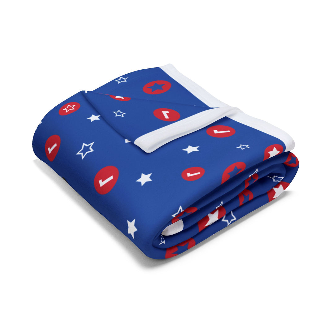 Patriotic Star & Floral Fleece Blanket — Red, White & Blue Cozy Throw for 4th of July