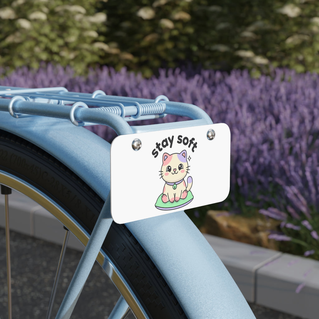 Stay Soft Cute Cat mini license plate | Kawaii pastel cat décor
