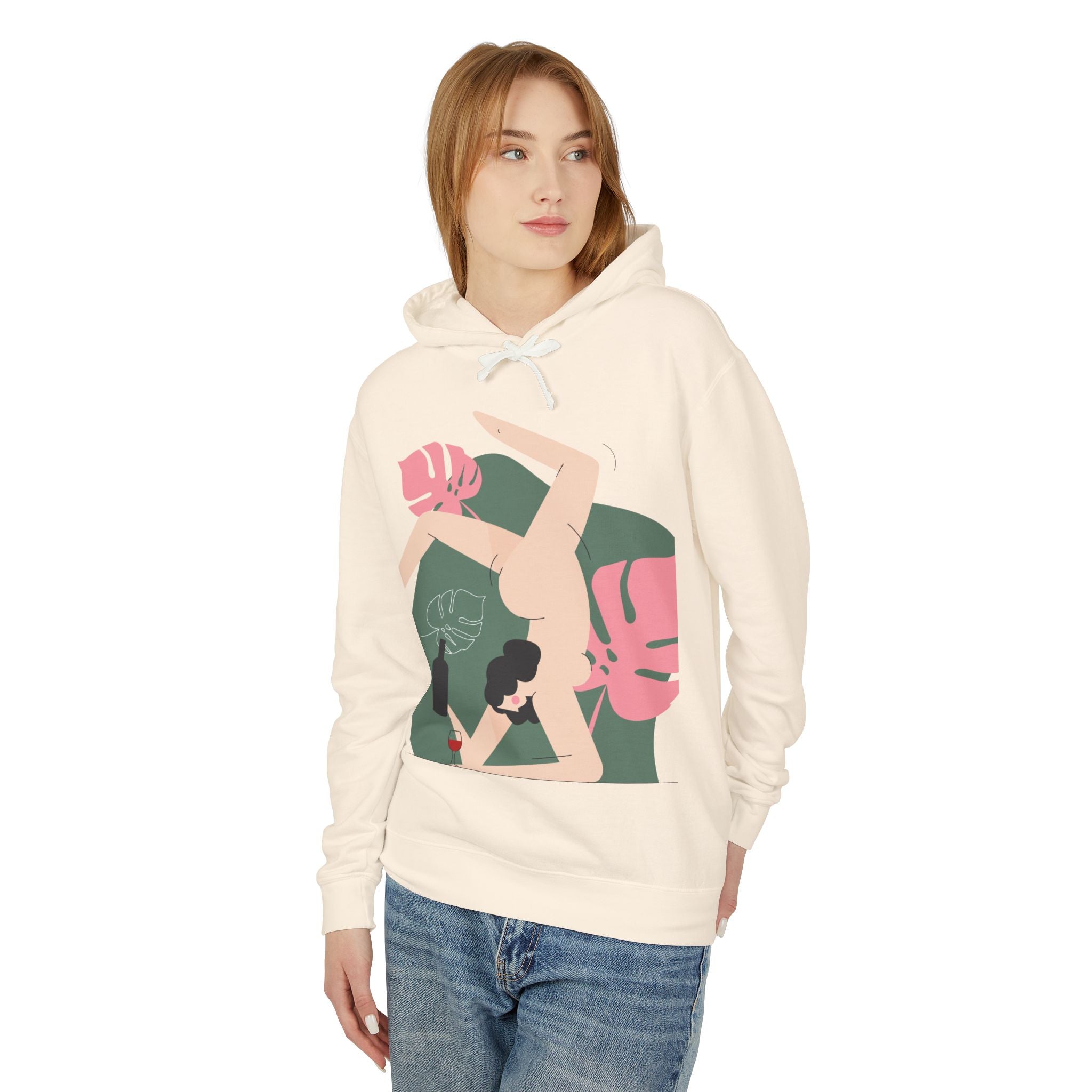 Botanical Yoga Hoodie — Minimal Plant Pose Graphic Sweatshirt