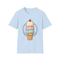 Triple Scoop Ice Cream Cone T-Shirt | Cute Pastel Dessert Graphic