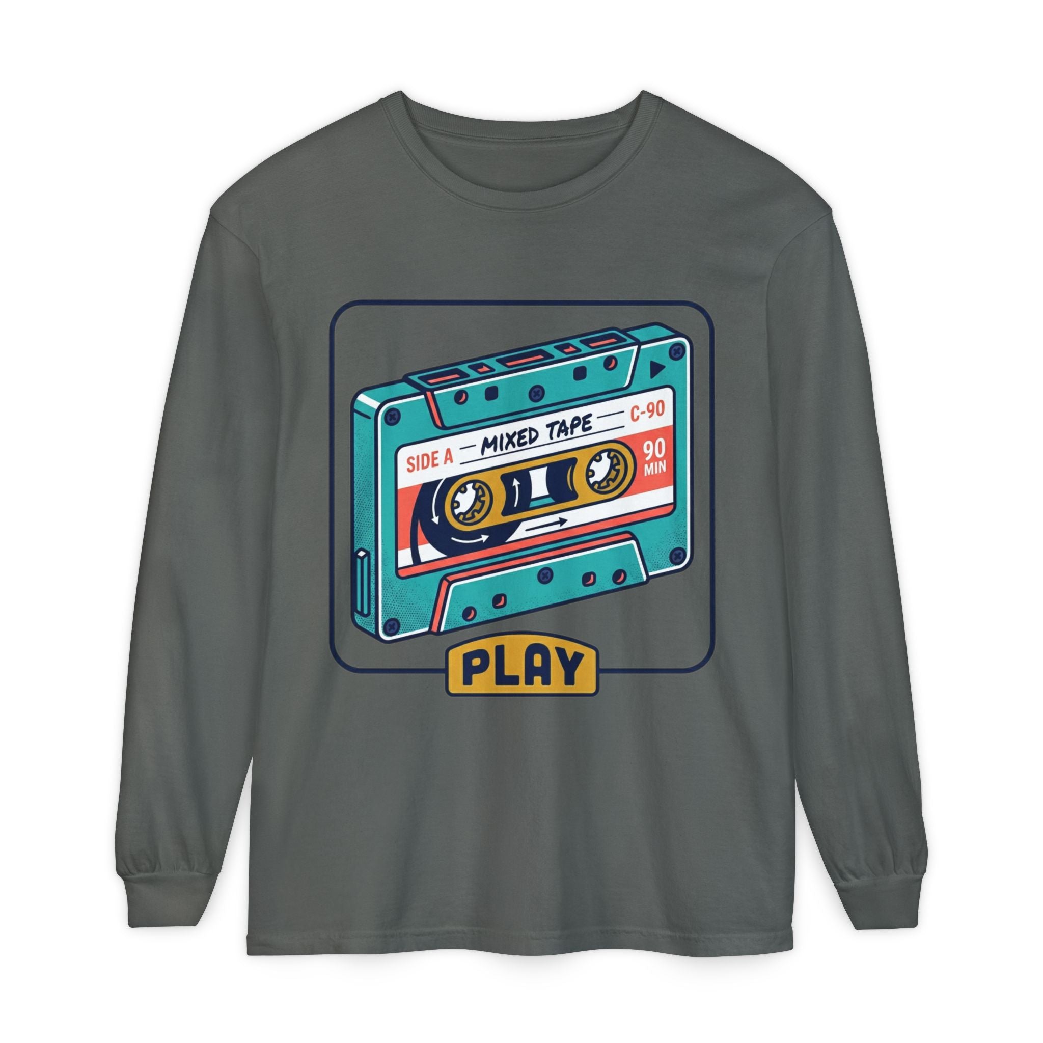 Retro Cassette 'Play' Long Sleeve T‑Shirt