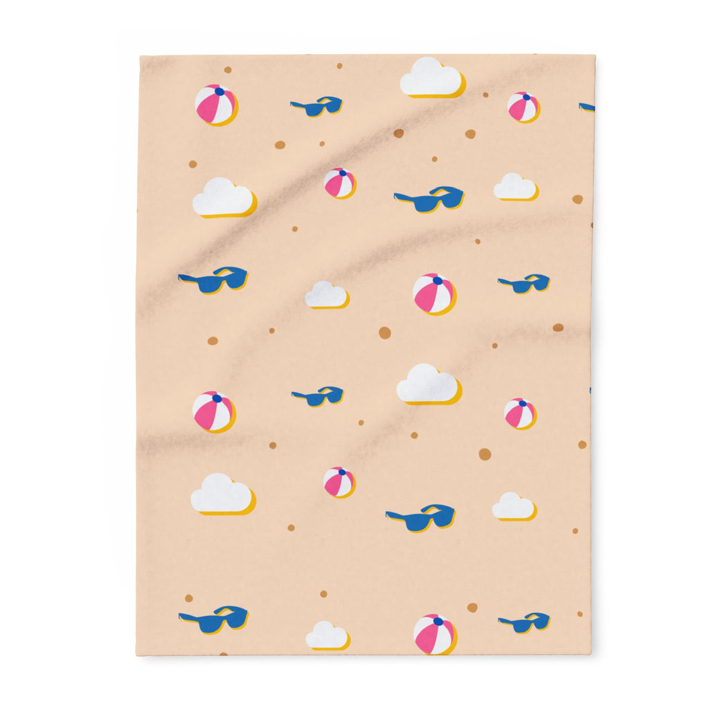 Beach Ball & Sunglasses Fleece Blanket — Summer Beach Pattern Throw