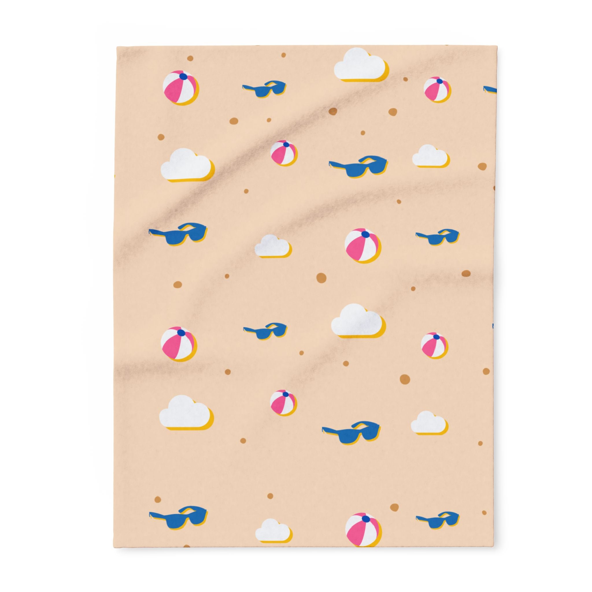 Beach Ball & Sunglasses Fleece Blanket — Summer Beach Pattern Throw