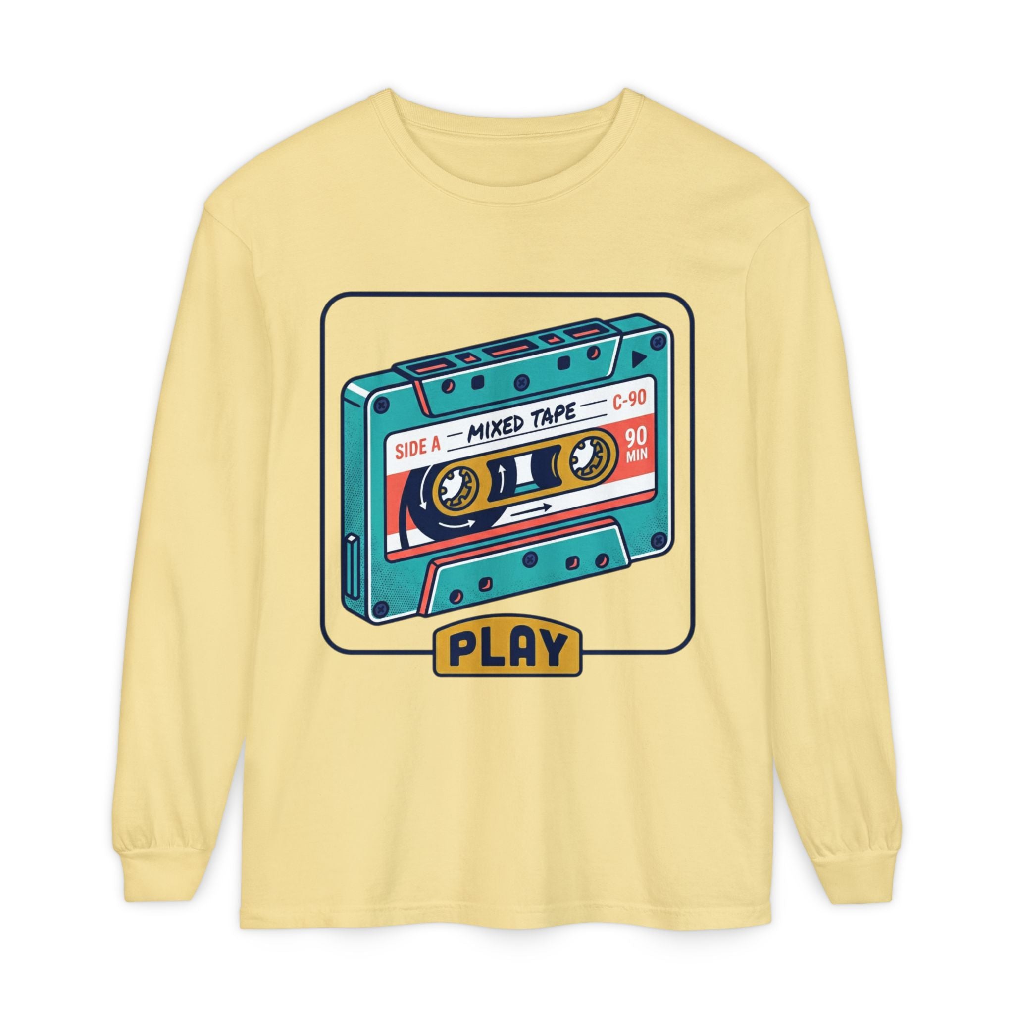 Retro Cassette 'Play' Long Sleeve T‑Shirt