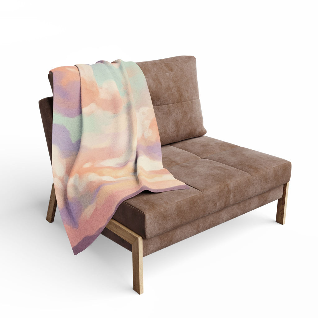 Pastel Sky Fleece Blanket — Soft Watercolor Cloud Throw
