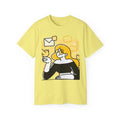 Goldbird Illustration Tee — Cute Girl with Bird Graphic Shirt