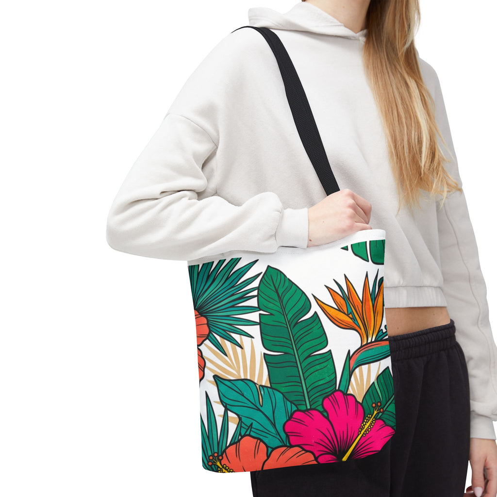Tropical Floral Tote Bag — Hawaiian Hibiscus & Monstera Beach Tote