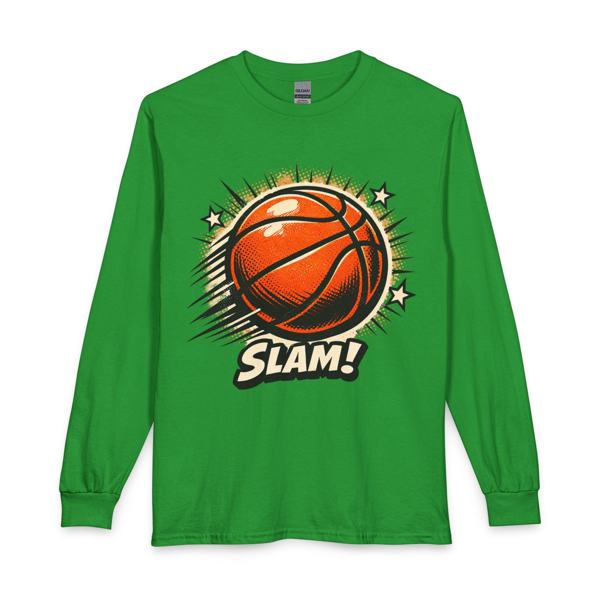 Slam Basketball Graphic Long Sleeve Tee | Retro Sports Hoop Design