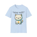 Cute Kawaii Cat "stay soft" T-Shirt | Cute Cat Graphic Tee, Pastel Kitty