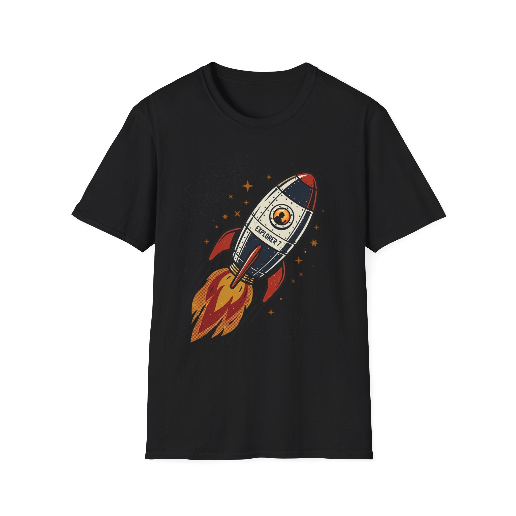 Retro Rocket Ship T-Shirt | Vintage Space Illustration, Launch Graphic