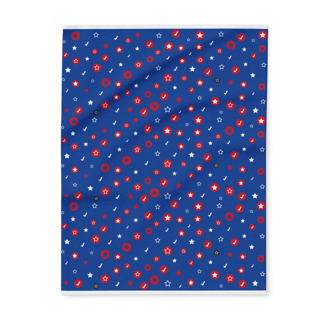 Patriotic Star & Floral Fleece Blanket — Red, White & Blue Cozy Throw for 4th of July