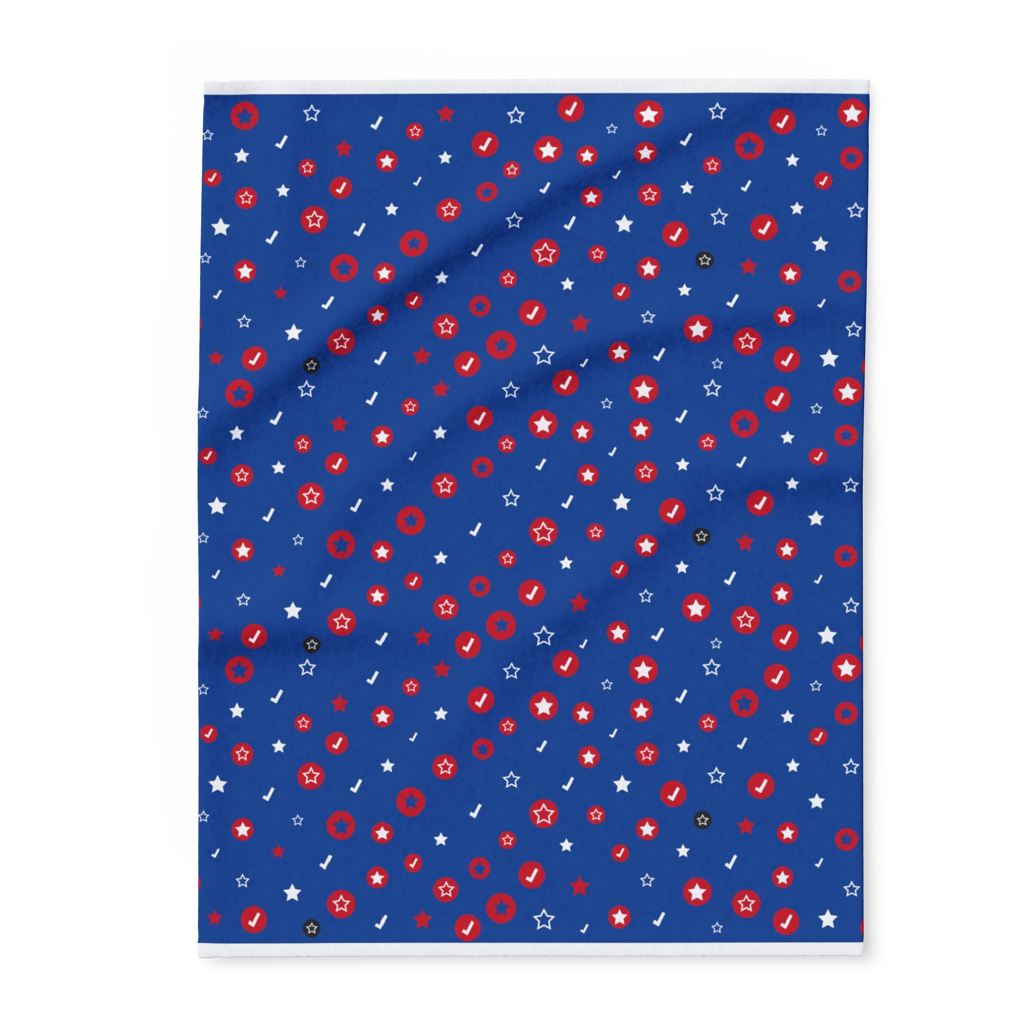 Patriotic Star & Floral Fleece Blanket — Red, White & Blue Cozy Throw for 4th of July