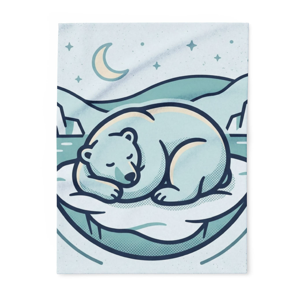 Cozy Polar Bear Fleece Blanket — Arctic Night Sleepy Bear Throw
