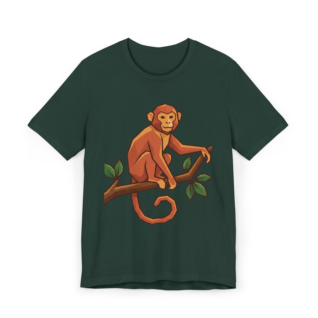 Monkey On Branch T-Shirt — Cute Cartoon Primate Tee for Animal Lovers