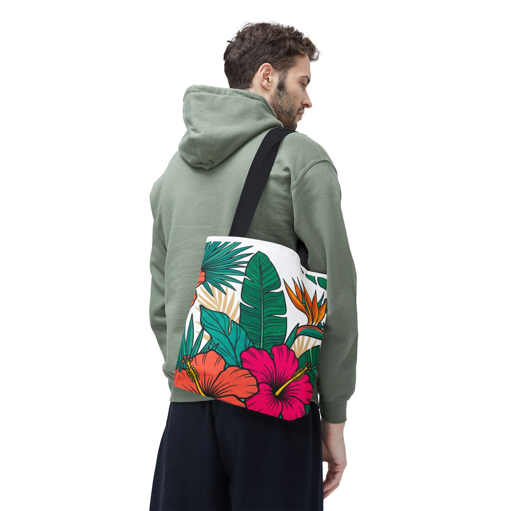 Tropical Floral Tote Bag — Hawaiian Hibiscus & Monstera Beach Tote