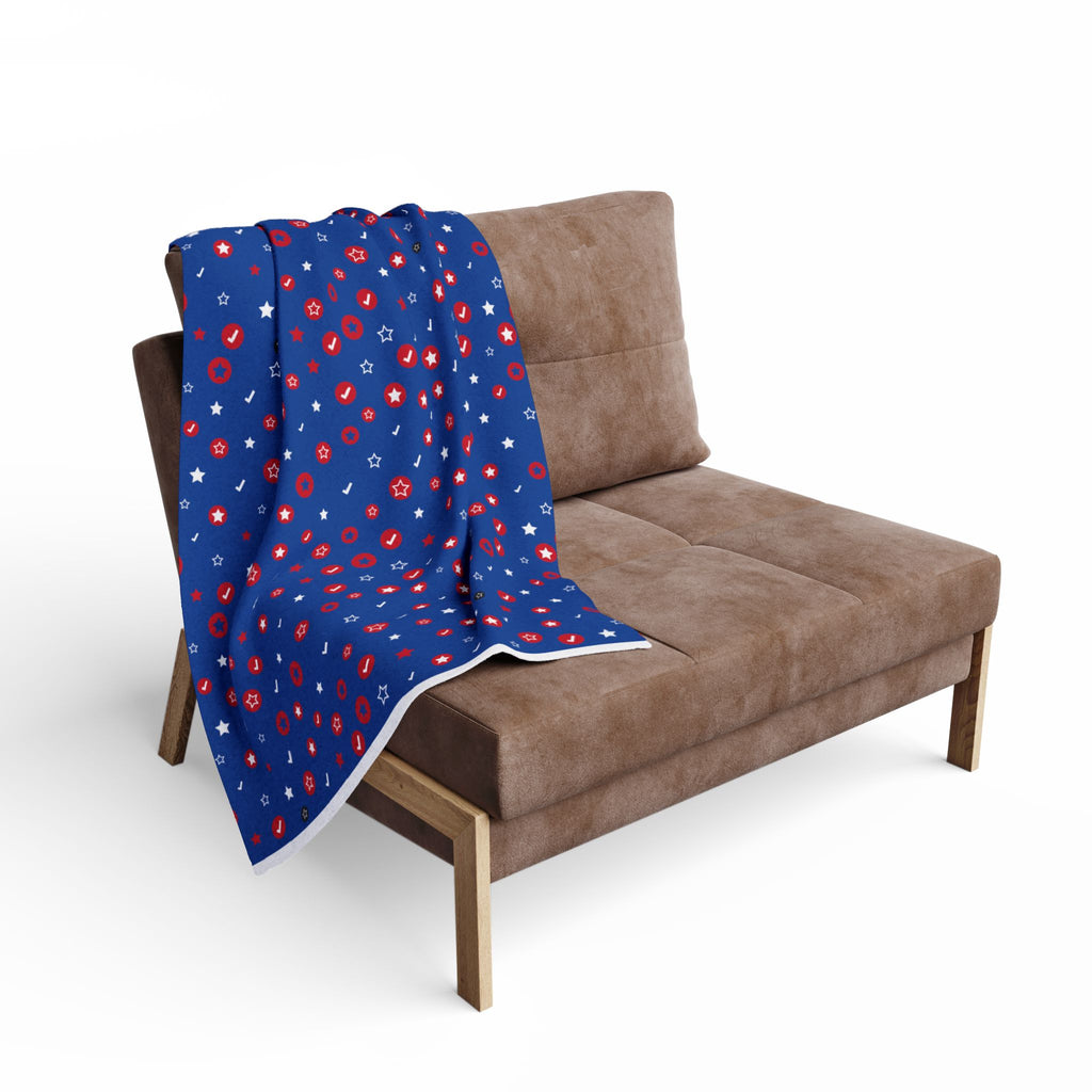 Patriotic Star & Floral Fleece Blanket — Red, White & Blue Cozy Throw for 4th of July