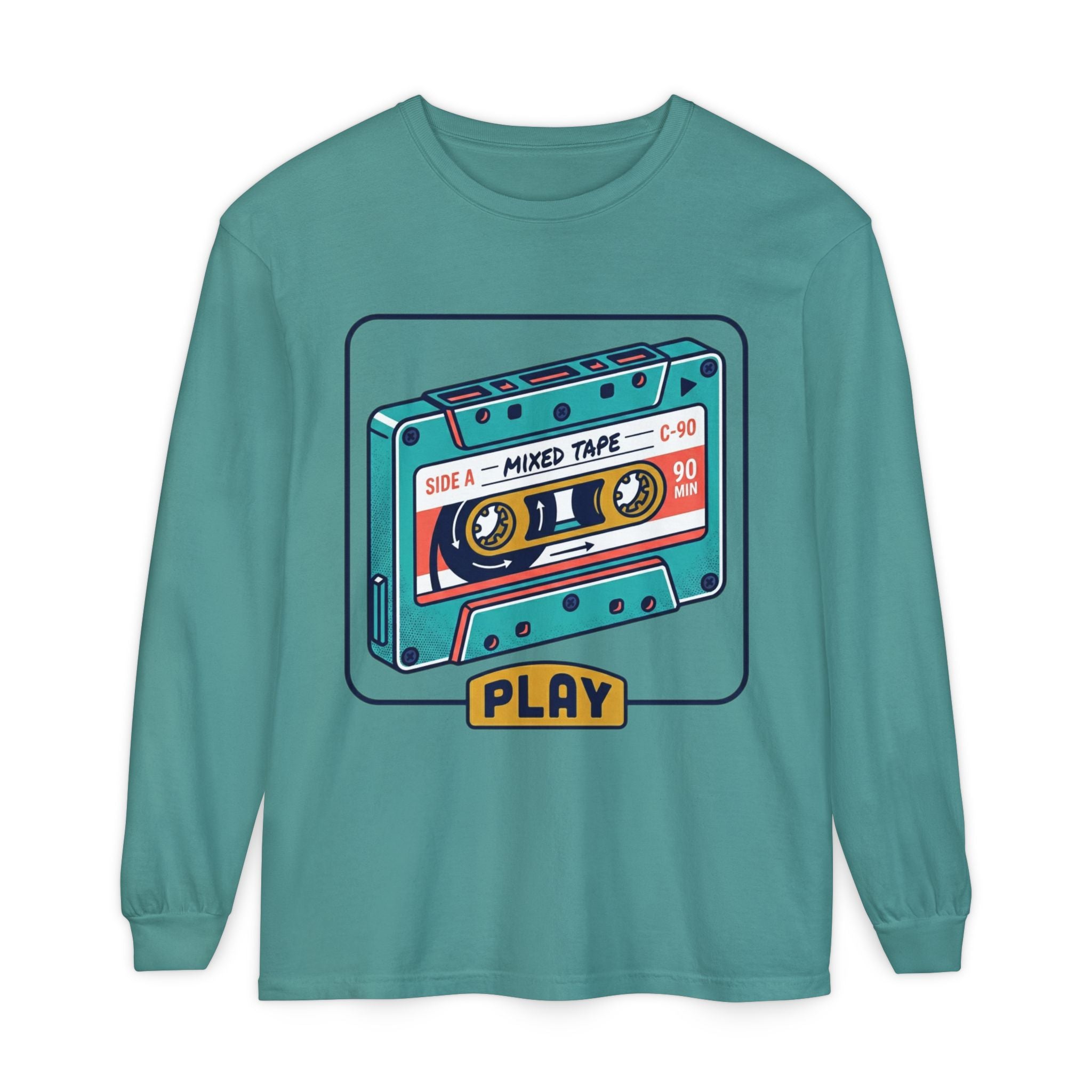 Retro Cassette 'Play' Long Sleeve T‑Shirt
