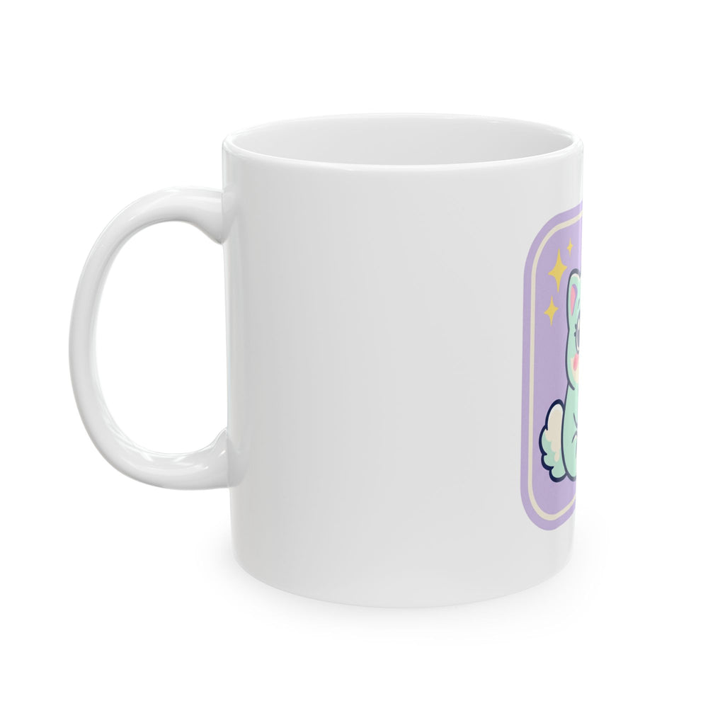 Kawaii Waving Cat mug | Cute Pastel Cat Illustration, Ceramic Coffee Mug
